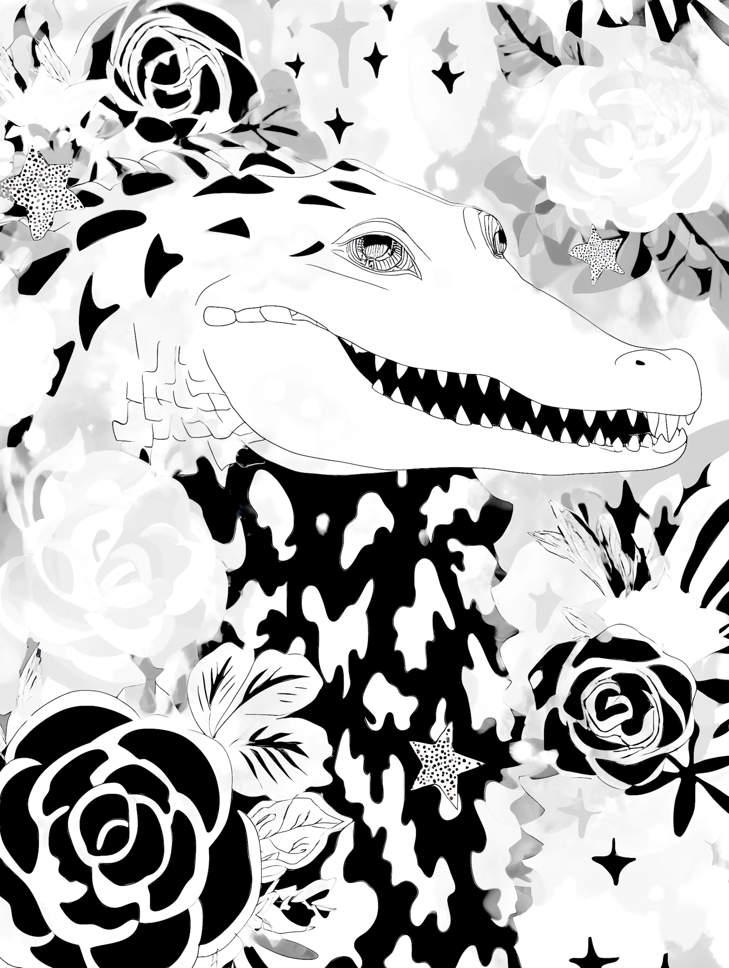 Free printable crocodile coloring pages for adults featuring crocodile side view